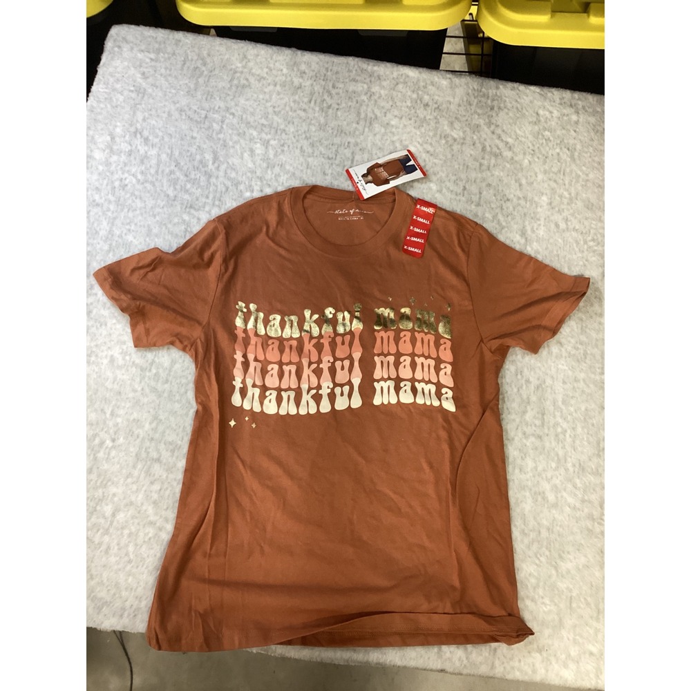State of Mine Thankful Mama‎ Graphic Tee Cayenne Orange XS New